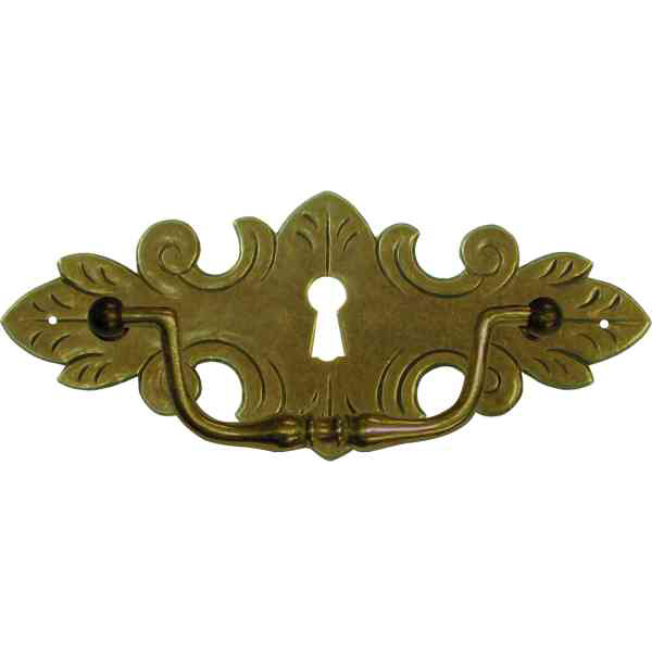 Griffbeschlag rustikal, antik mit Schlüsselloch, Messing patiniert, von Hand gefertigt